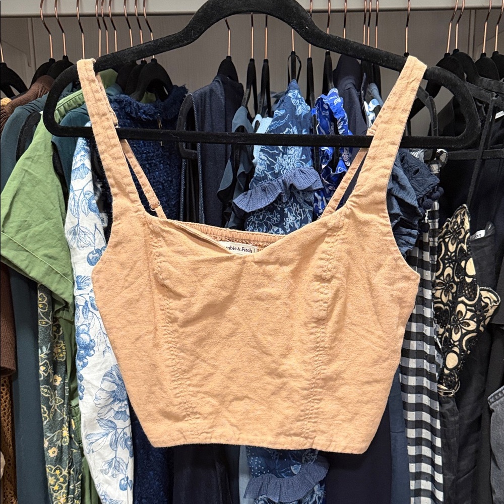 Abercrombie & Fitch Peach Square-Neck Crop Tank